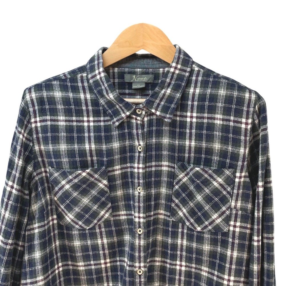 Natural Reflections XXL Blue Plaid Flannel Shirt Pretty Girls Walk Like This Art